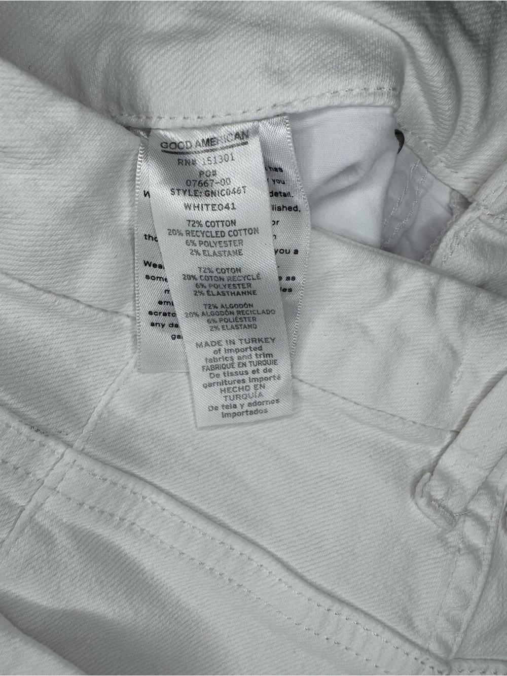 Good American Woman Jean 8/29 Raw Hem GNIC046T White Distressed Preppy Designer - Picture 9 of 10